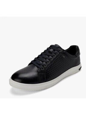 Monte Carlo Men US10 Sneaker Shoes Genuine Leather Casual Flat Lace Up Navy Blue